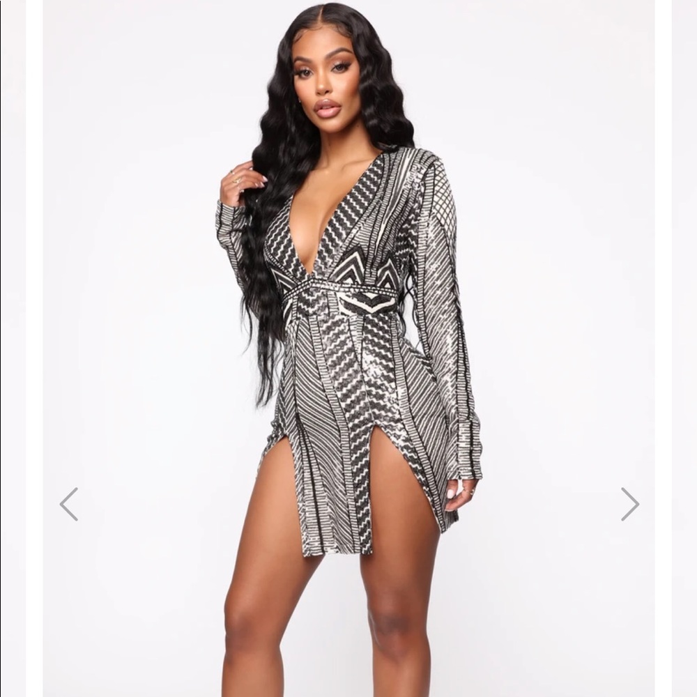 Perfectly Split Sequin Mini Dress Fashion Nova